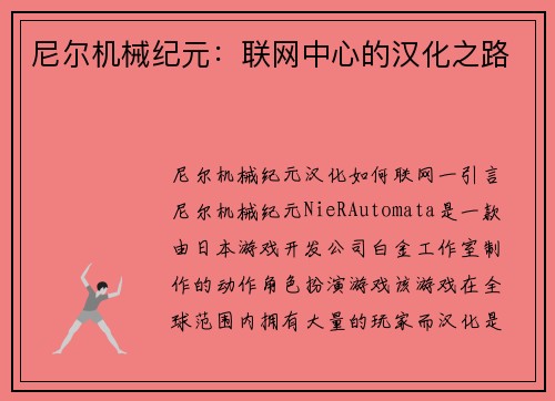 尼尔机械纪元：联网中心的汉化之路
